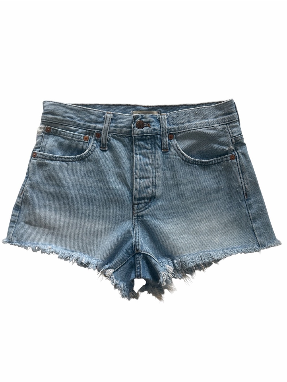 Madewell Relaxed Denim Cutoff Shorts Size 24 Light Wash Distressed Frayed Hem